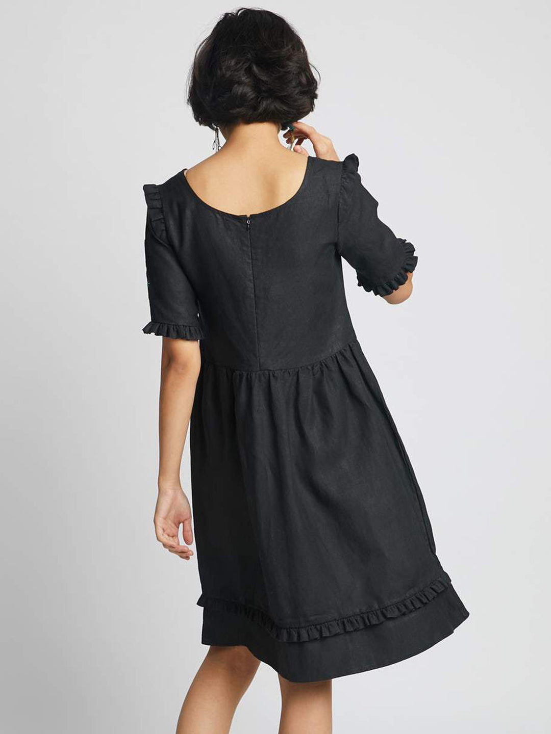 Flare Ruffle Dress Black