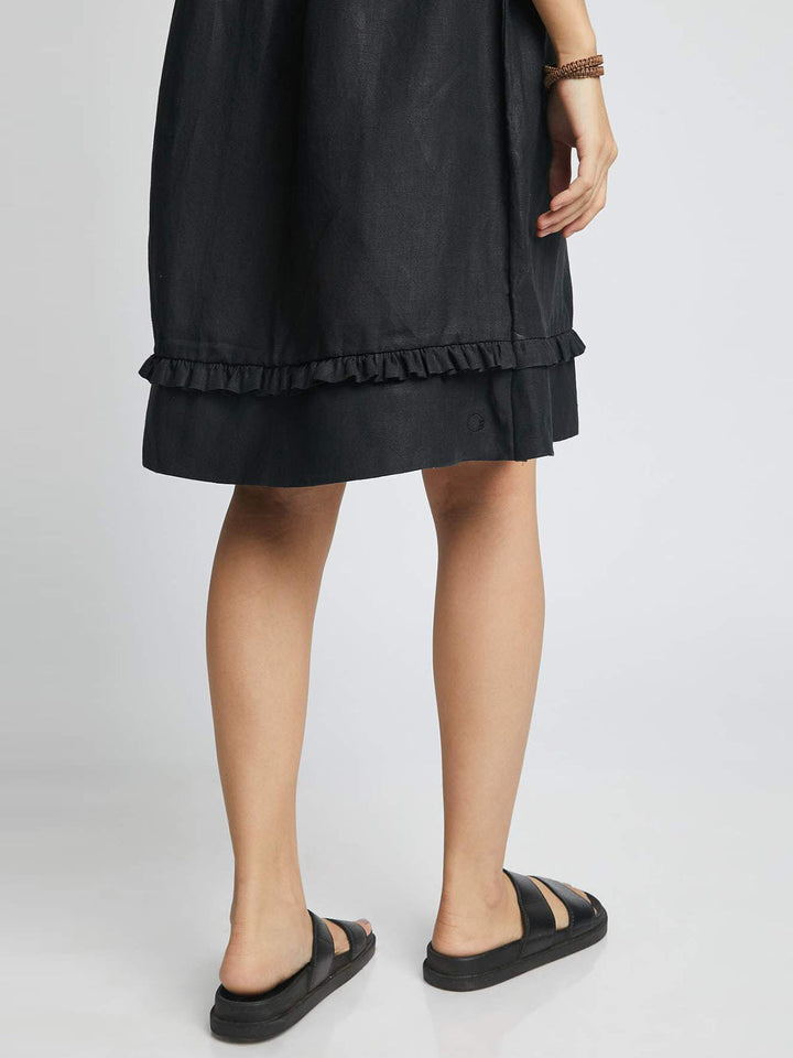 Flare Ruffle Dress Black