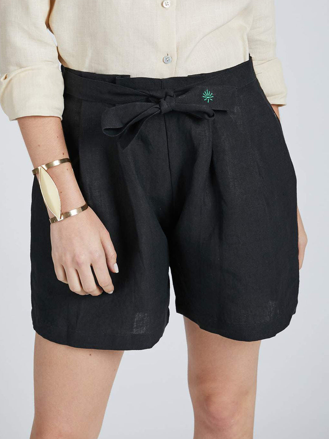 Gleam Tie Up Shorts Black B Label