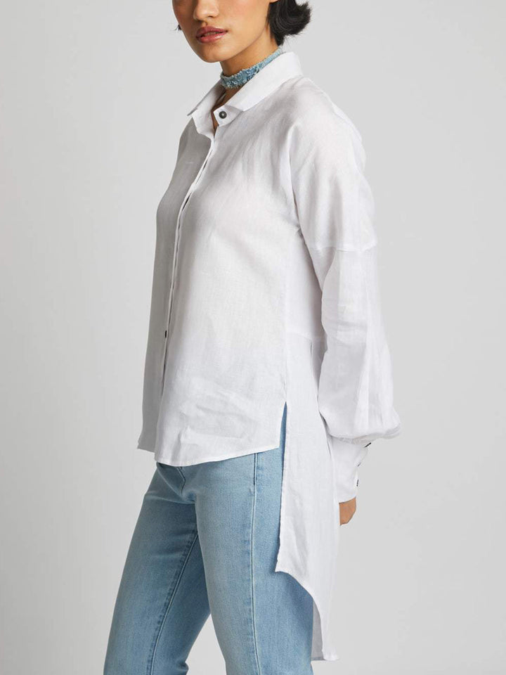 Morning Star Balloon Sleeve Shirt White