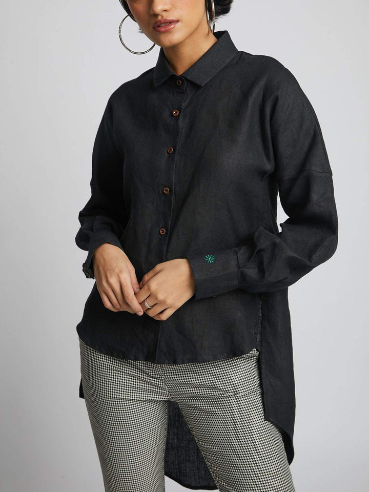 Morning Star Balloon Sleeve Shirt Black