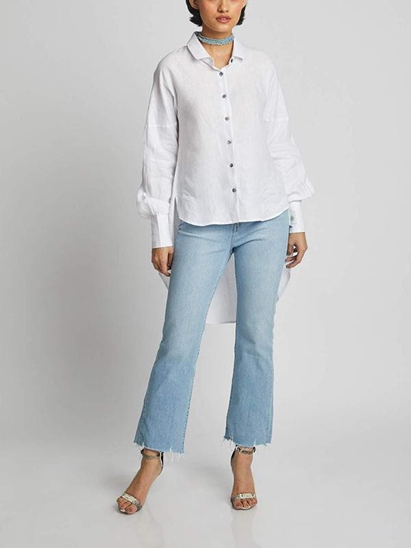 Morning Star Balloon Sleeve Shirt White