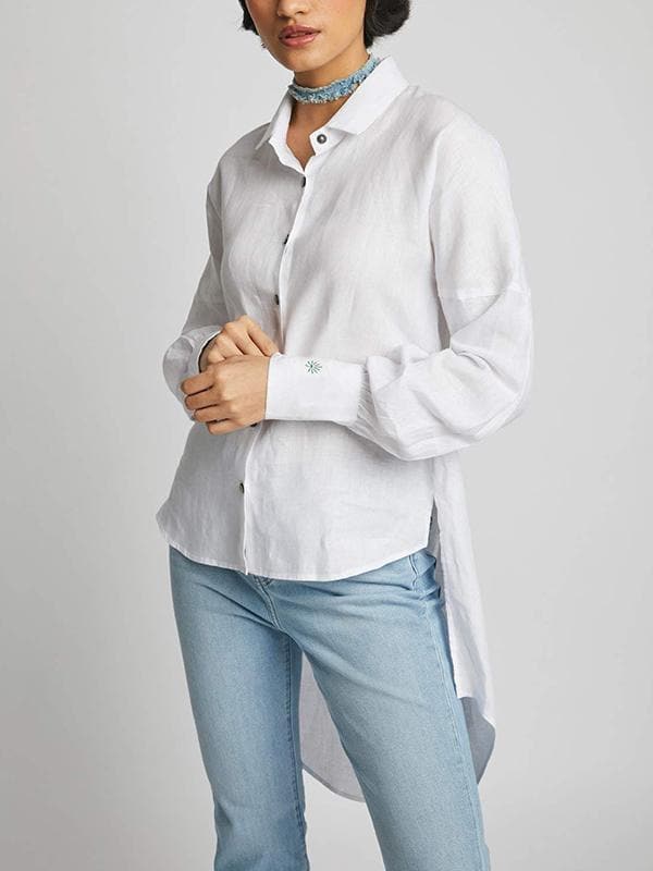 Morning Star Balloon Sleeve Shirt White