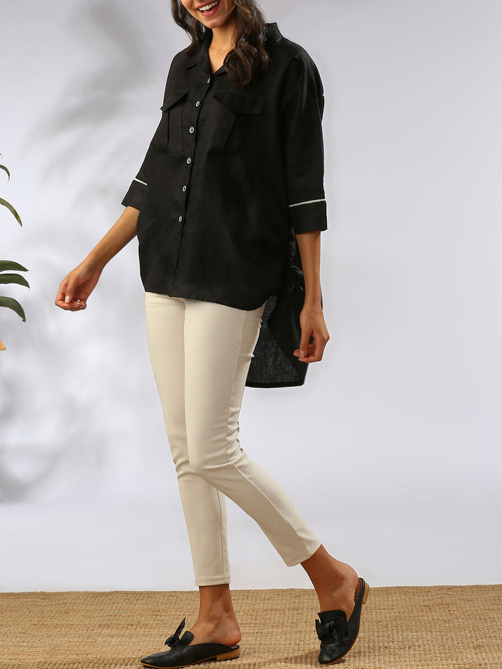 Canopy Kimono Shirt- Black