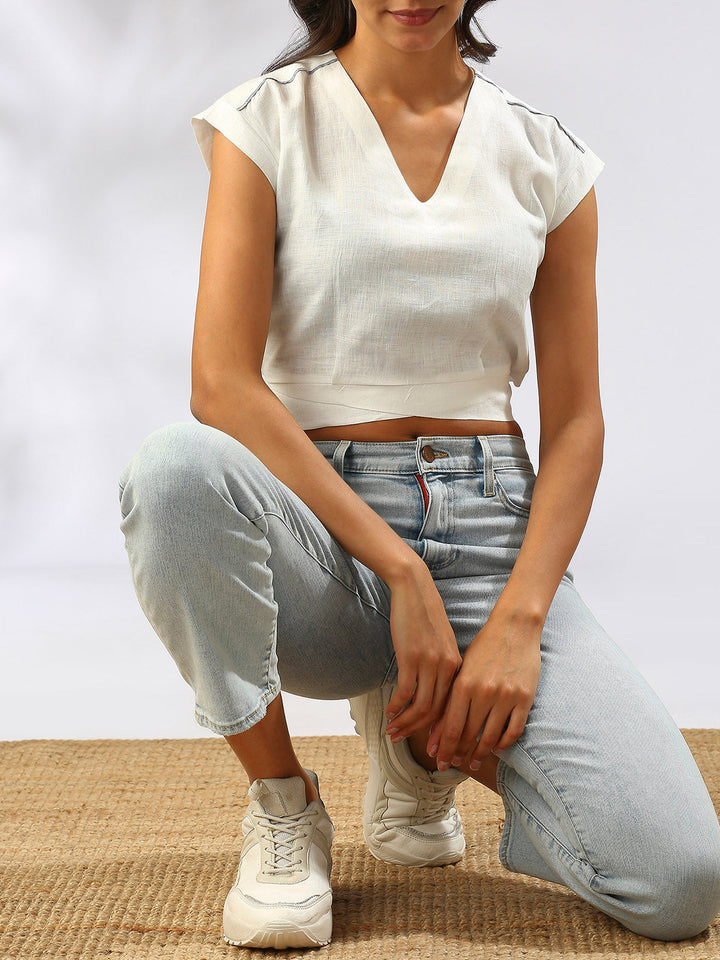 Cider V Neck Top- White B Label