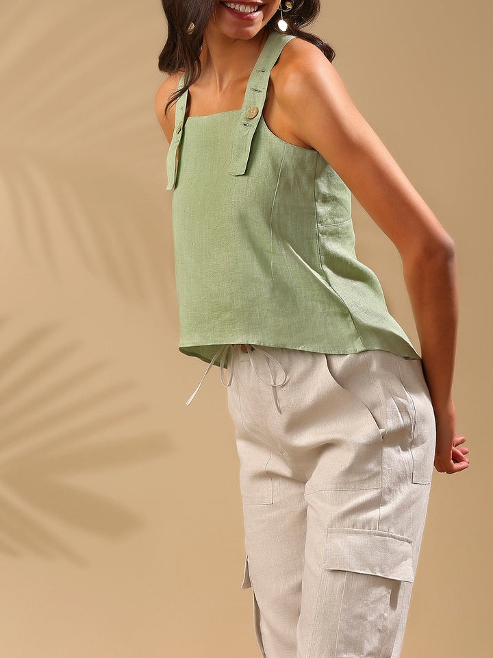 Elm Dungaree Top- Sage Green