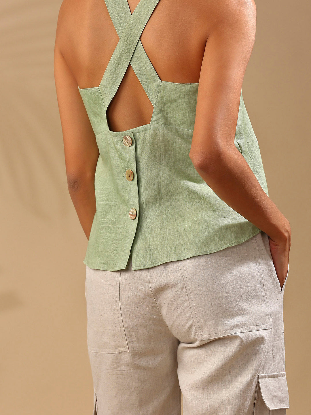 Elm Dungaree Top- Sage Green B Label