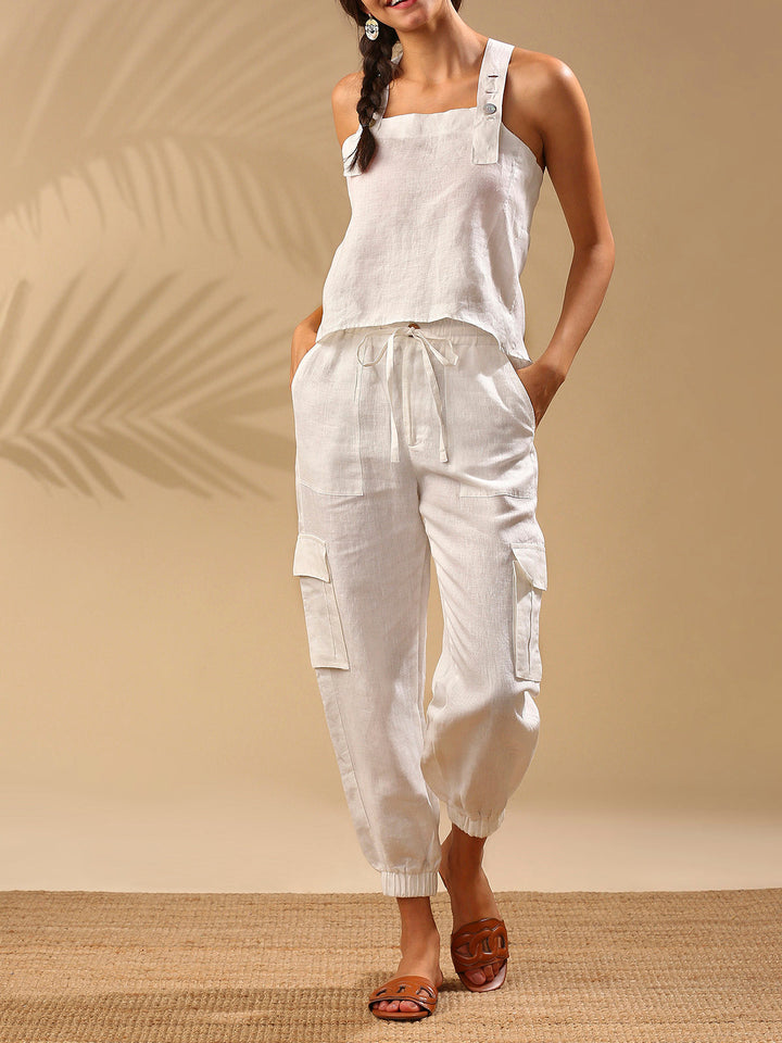 Elm Dungaree Top- White