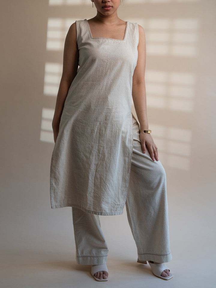 Dawning High Slit Tunic Off White Lafaani