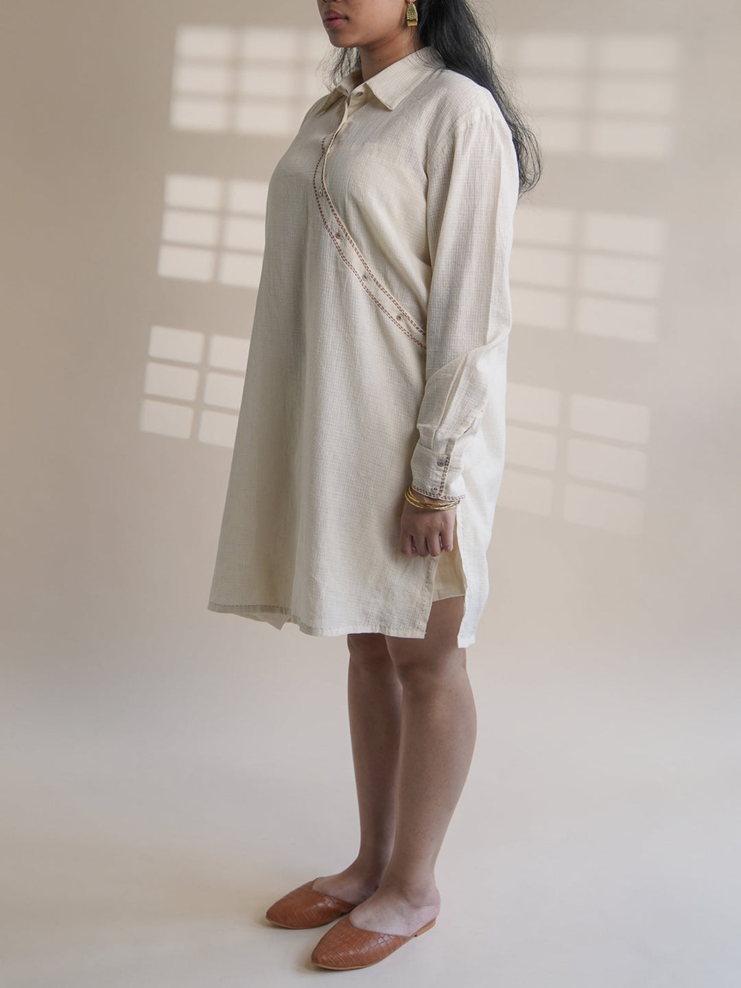 Dawning Angrakha Shirt Dress White Lafaani