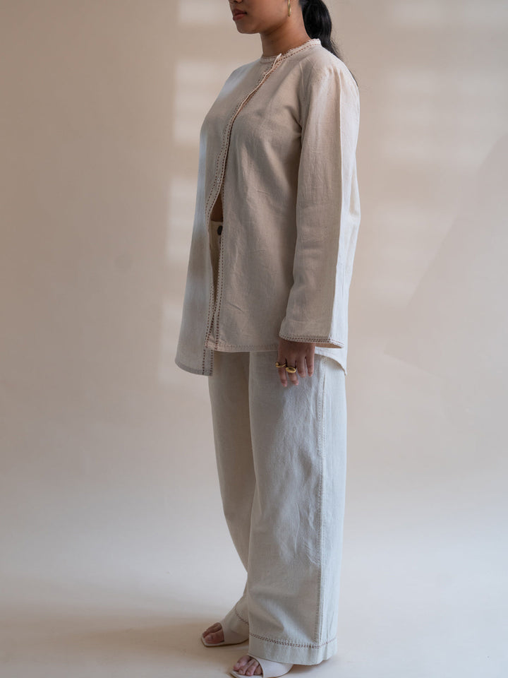 Dawning Asymmetric Shirt Off white Lafaani