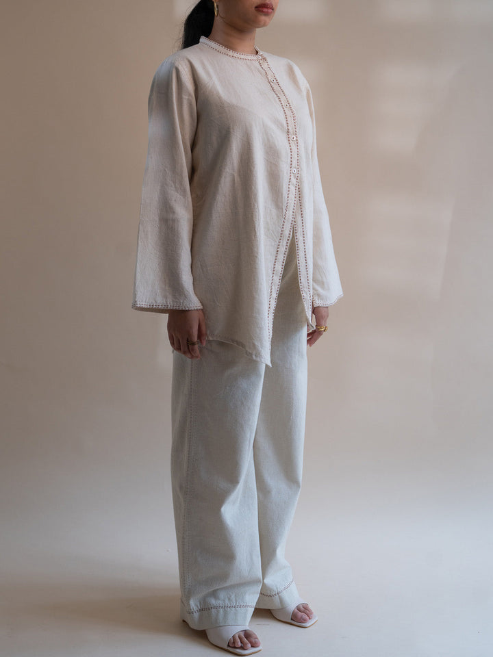 Dawning Asymmetric Shirt Off white Lafaani