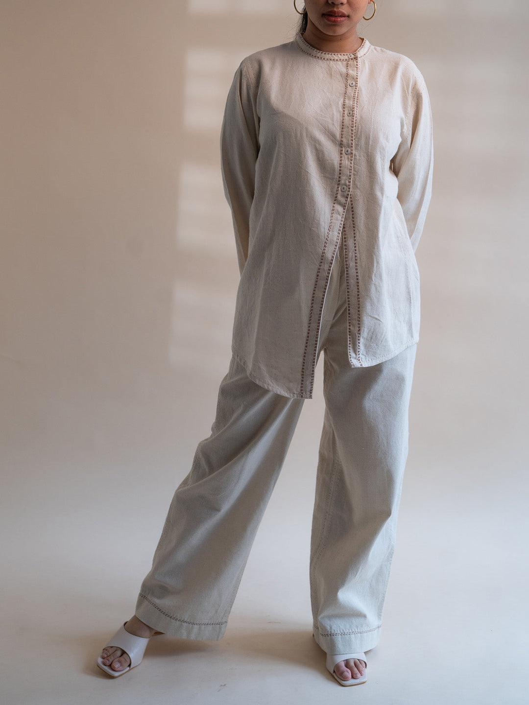 Dawning Asymmetric Shirt Off white Lafaani