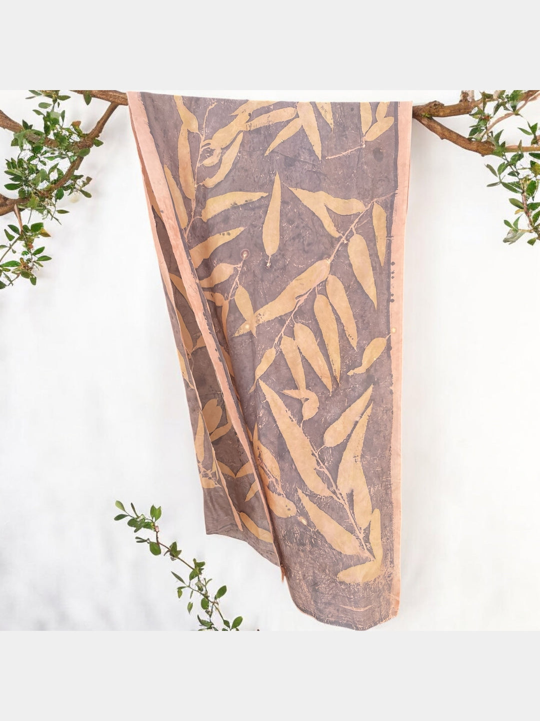 Earthy Hues: Eco-printed Silk Stole Ecoshi