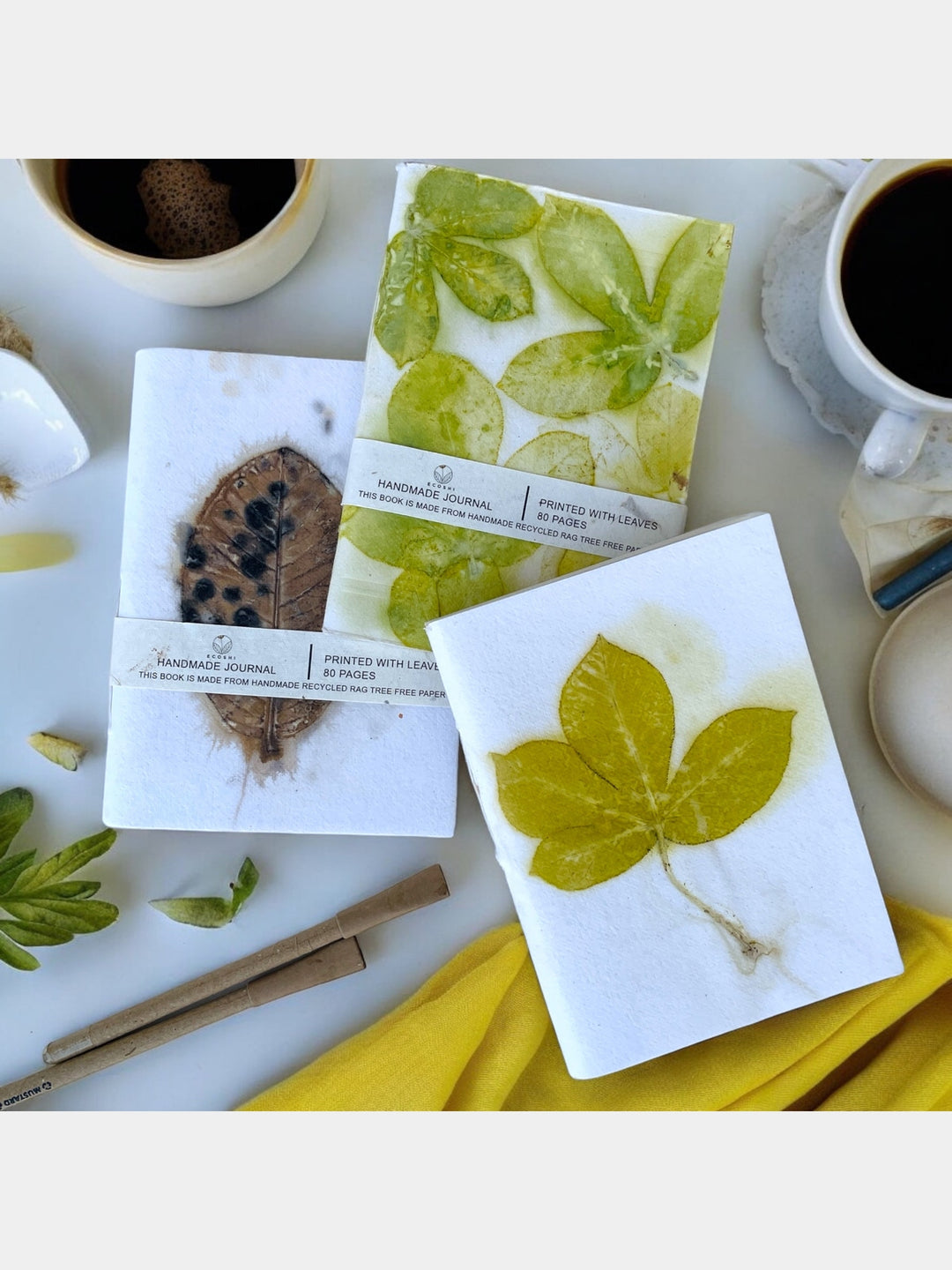 Eco-printed Tree-Free Paper Diary - Set of 3 Ecoshi