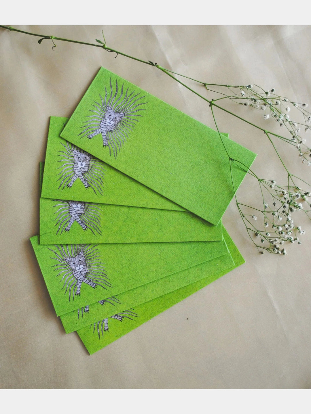 Chitrakathi Mayur White Handmade Gift Envelopes (4 Sets of 2 Envelopes) Ekibeki