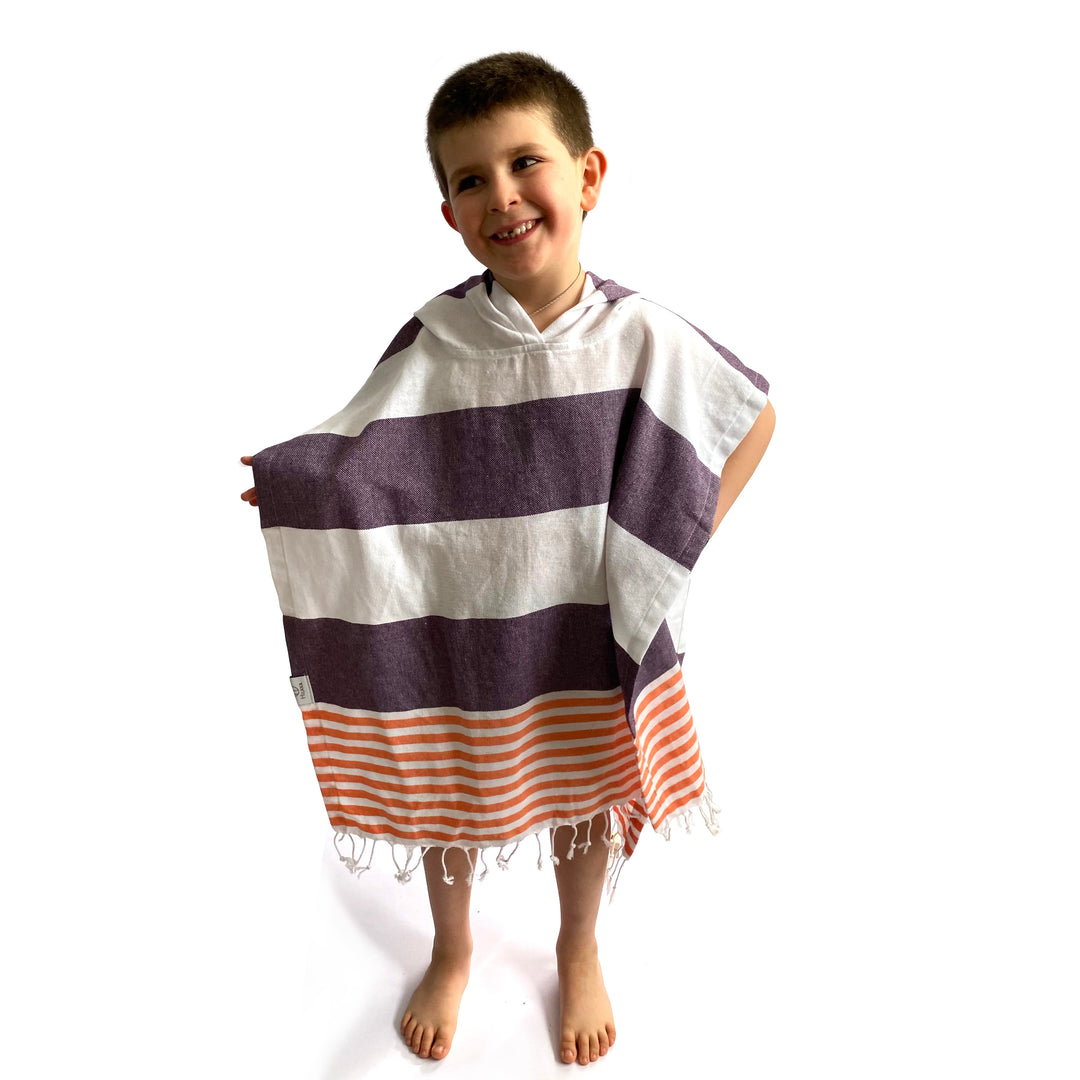 Veracruz Hooded Poncho Towel - Purple Hilana Upcycled Cotton