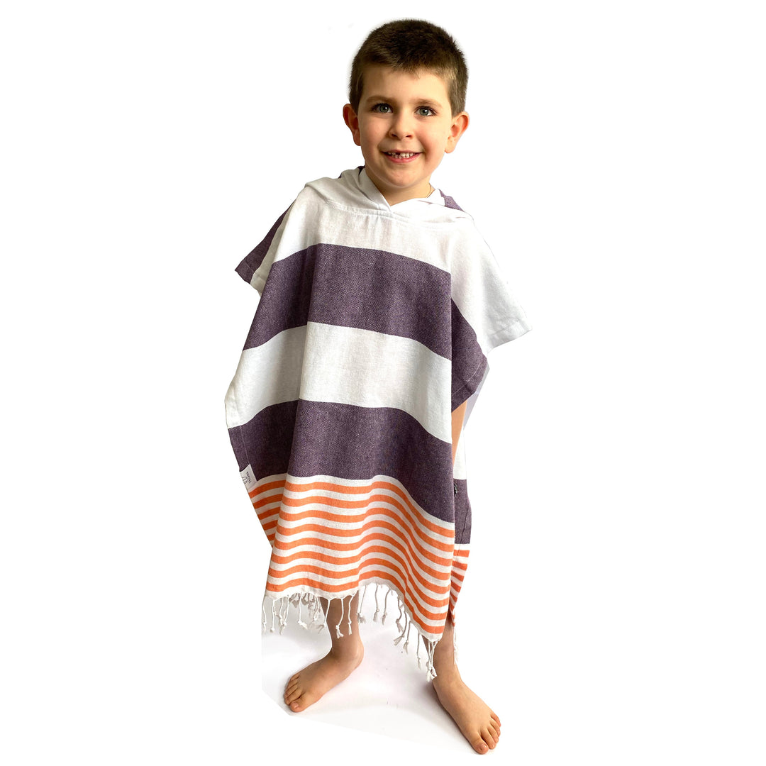 Veracruz Hooded Poncho Towel - Purple Hilana Upcycled Cotton