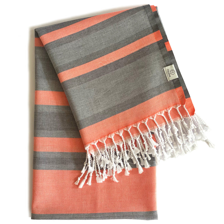 Samara Gray - Orange Turkish Towel Hilana Upcycled Cotton