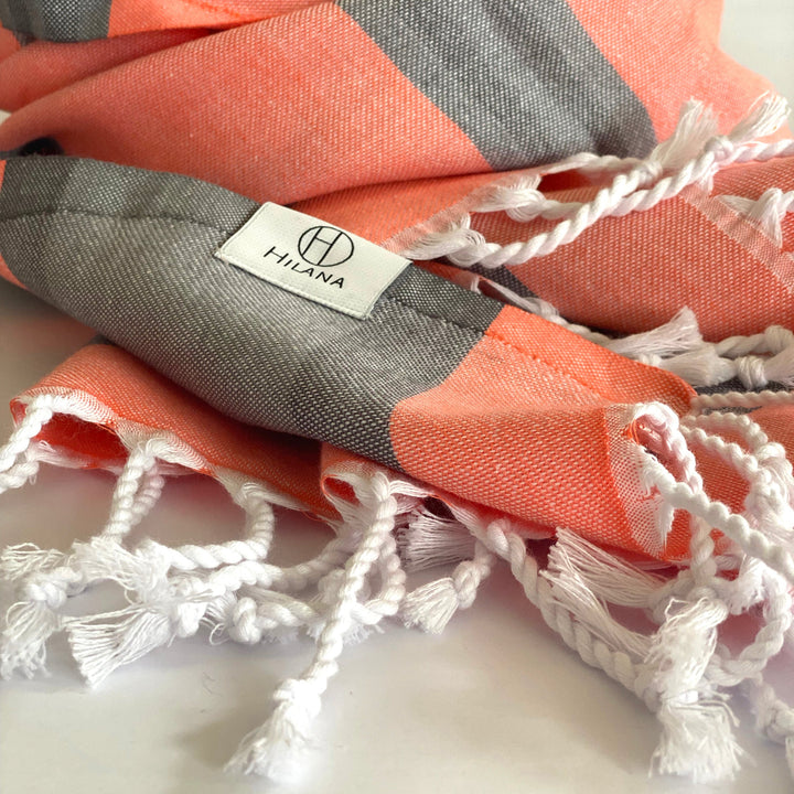 Samara Gray - Orange Turkish Towel Hilana Upcycled Cotton