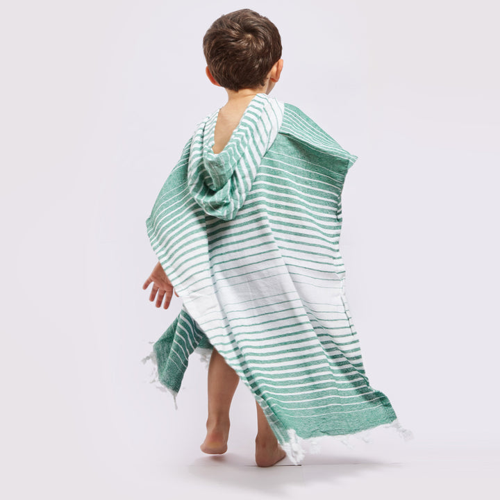 Ayvalik Hooded Poncho - Green Hilana Upcycled Cotton