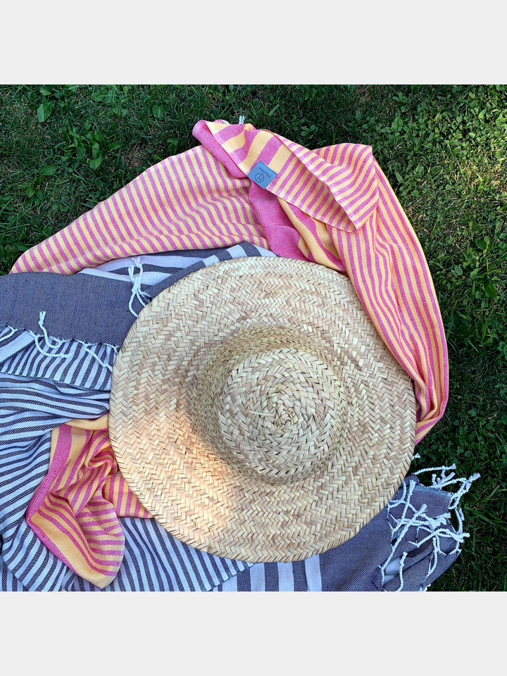 Fethiye Striped Blanket Throw - Blue Hilana Upcycled Cotton