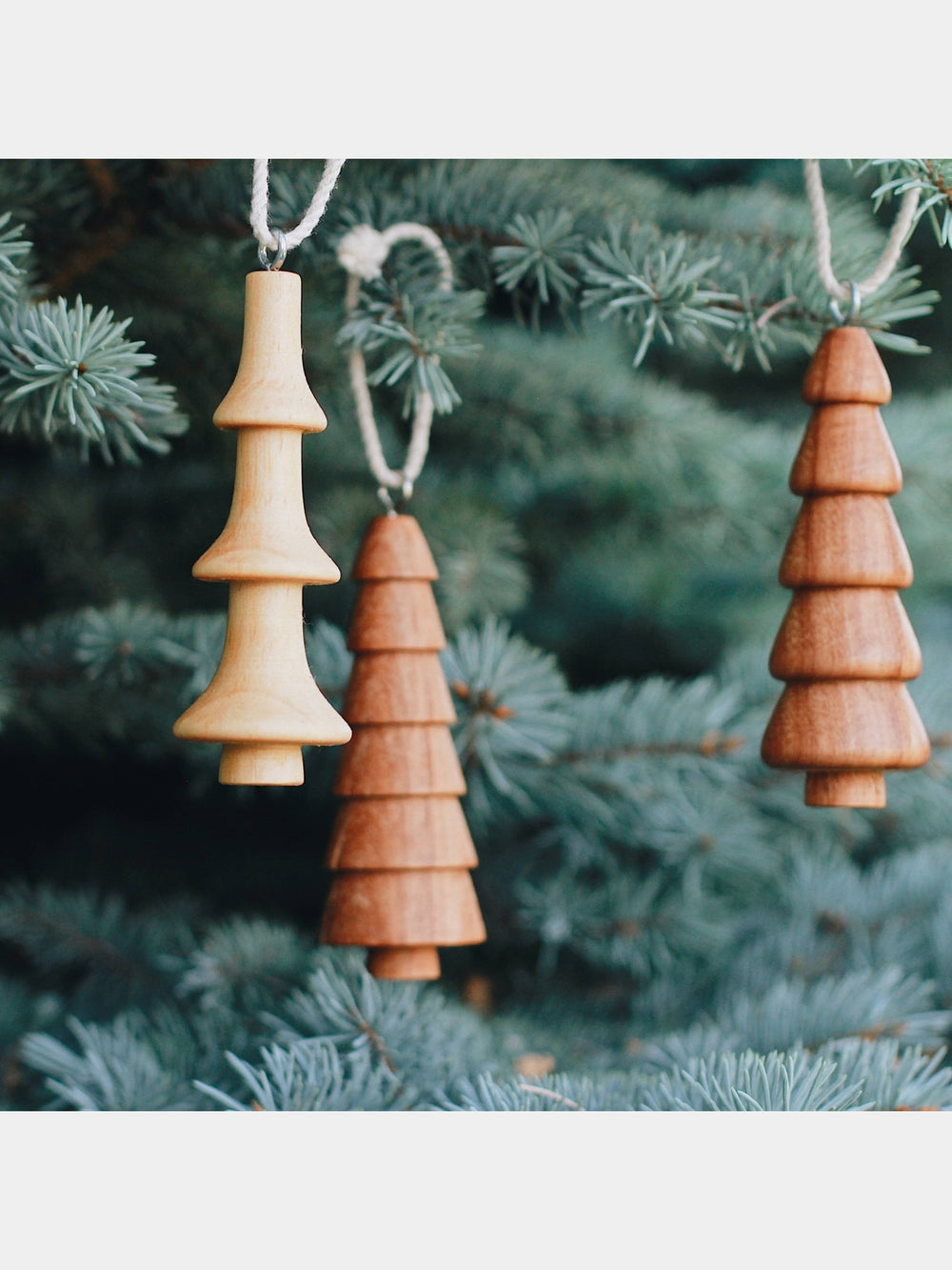 Reclaimed Wood Tree Ornaments - Set of 3 Upavim Crafts