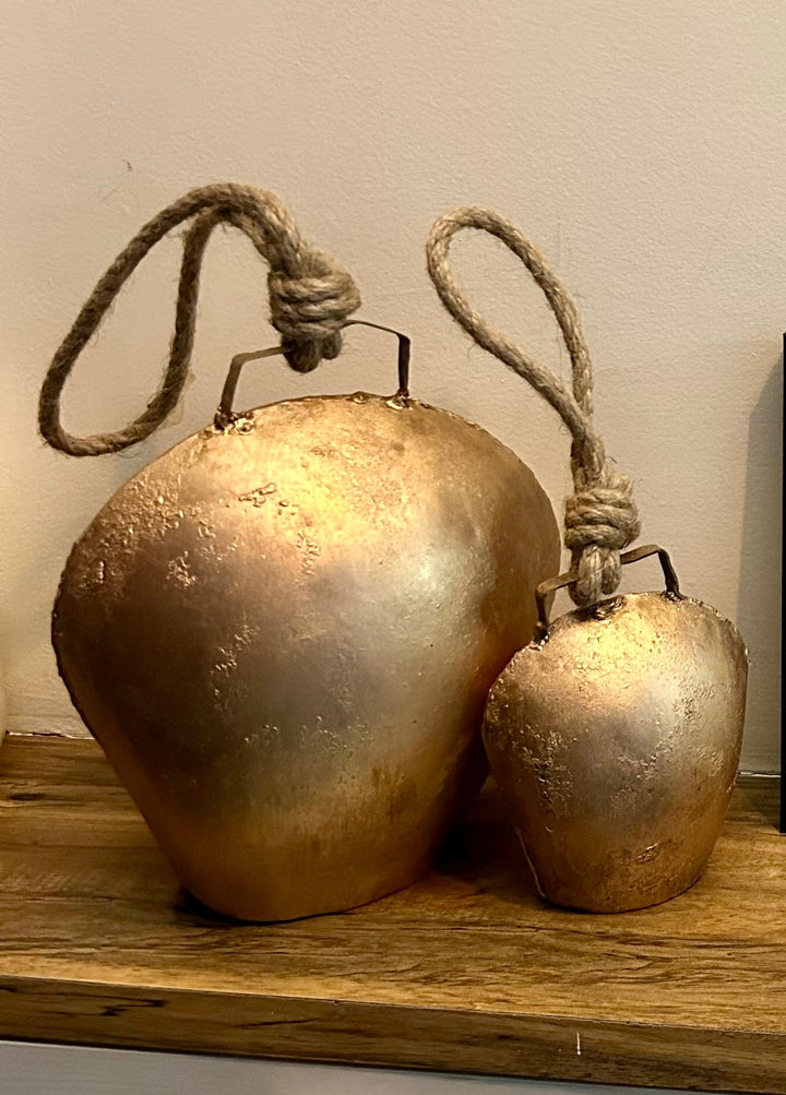 Alpine Swiss Cow Bells - Metal Antique Bell Set of 2