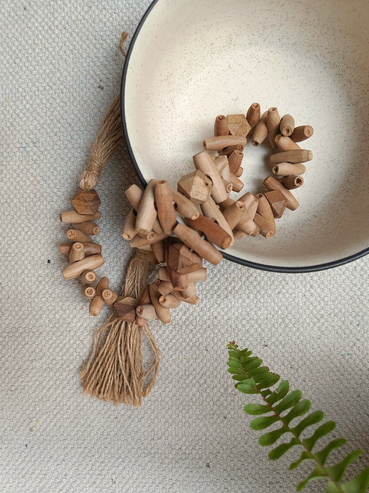 Wabi Sabi Wooden Wood Oval Beads Garland