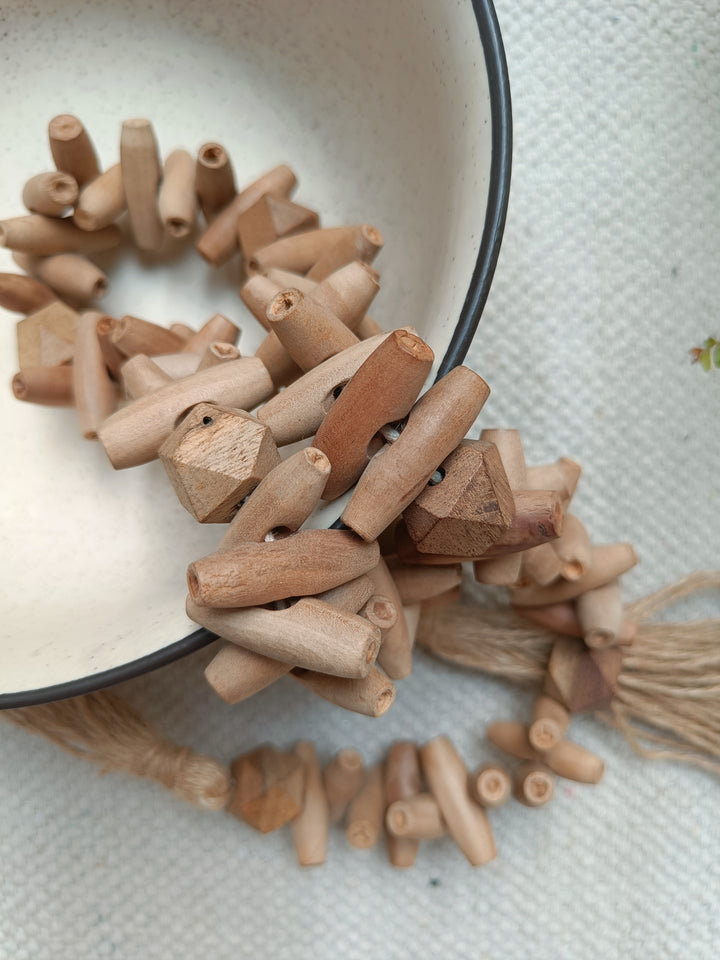 Wabi Sabi Wooden Wood Oval Beads Garland