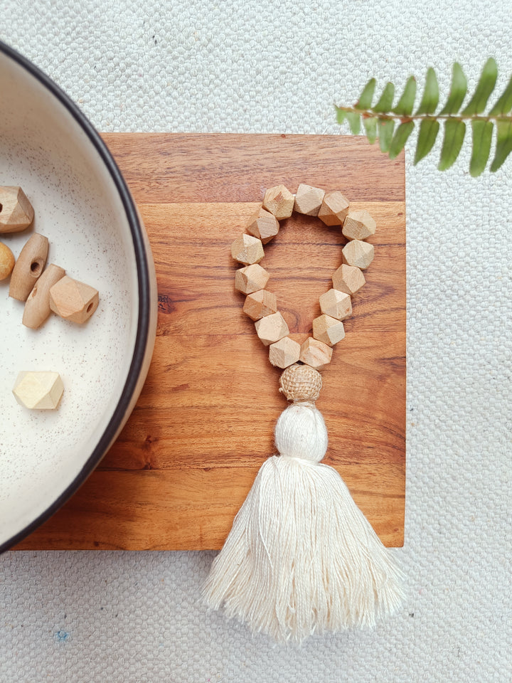 Wabi Sabi Wooden Wood hexagon Beads Garland The Gruham