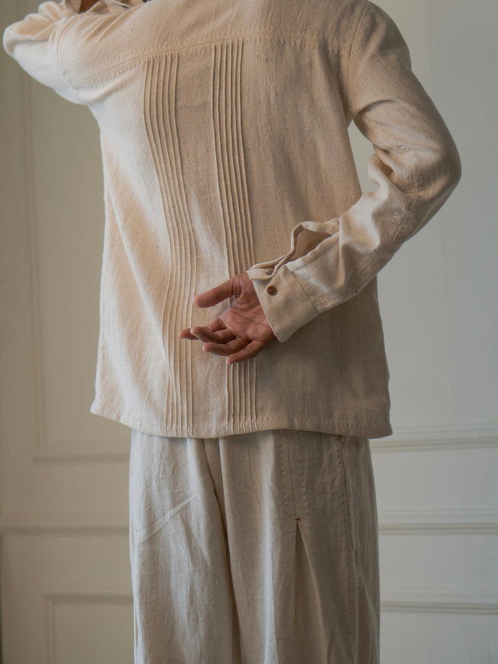 Materiality Pleated Straight Pants Off White Lafaani