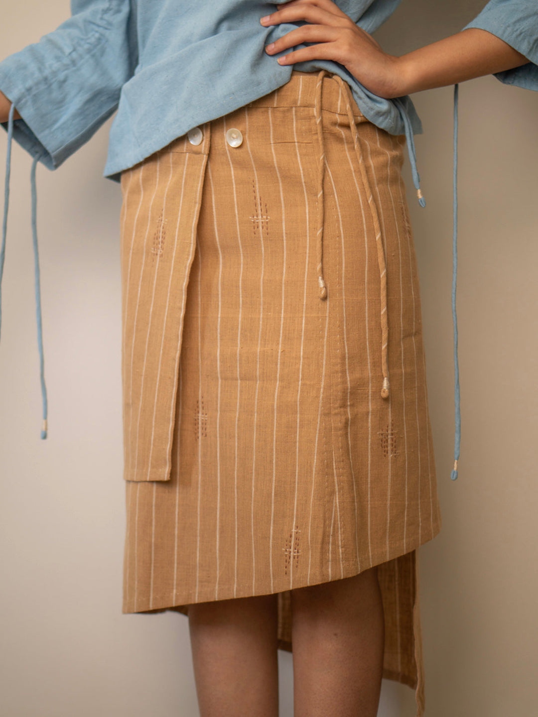 Materiality Wrap Around Skirt Camel Brown Lafaani