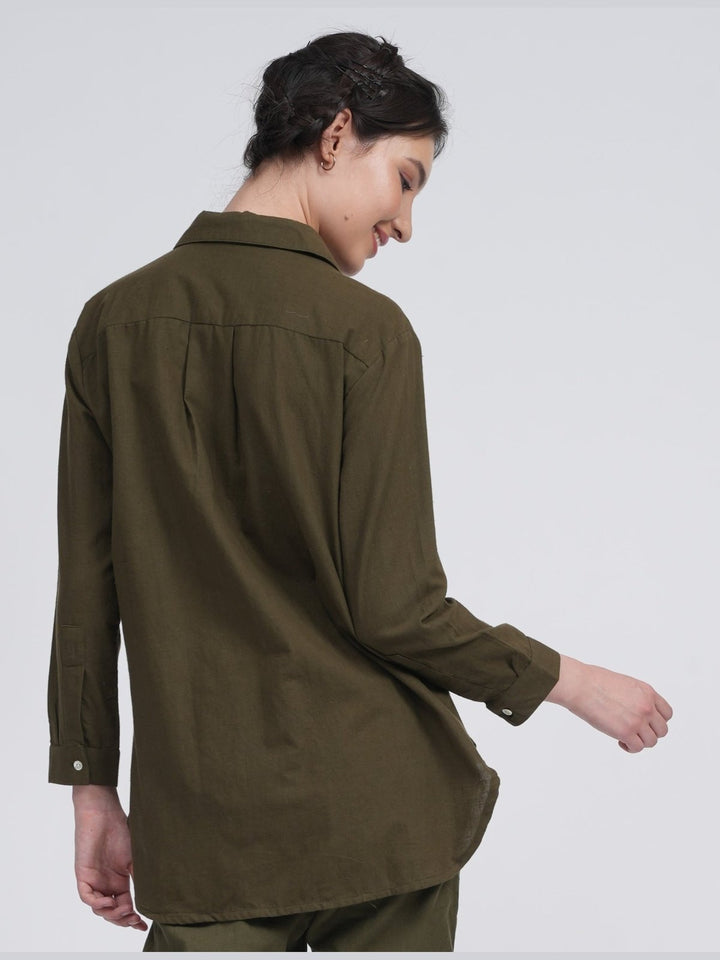 Linen Solid Button-Down Shirt Saltpetre