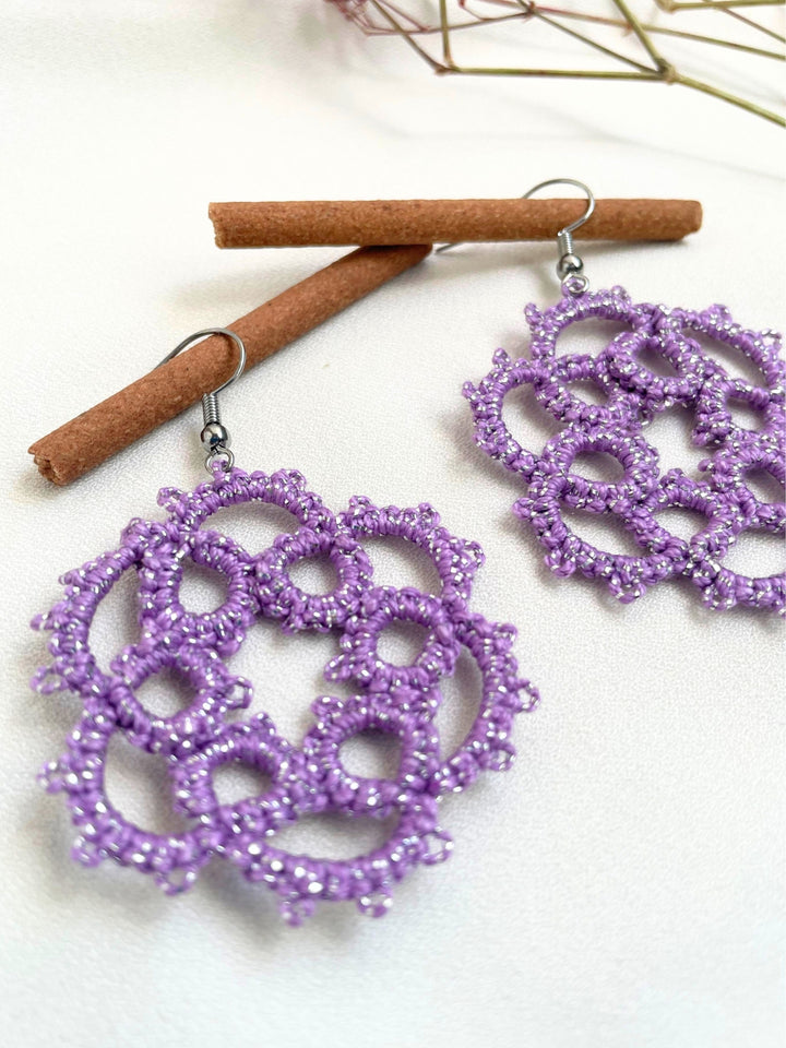 Violet Glimmer Earrings Knots to Node