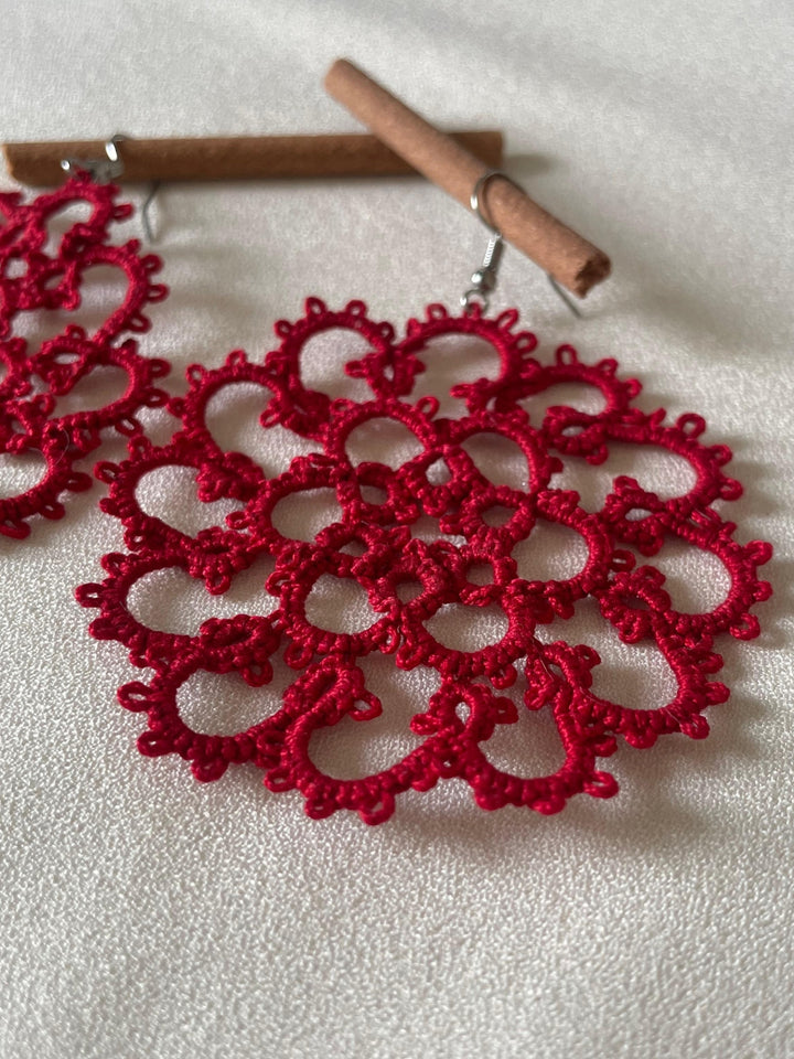 Crimson Burst Earrings Knots to Node