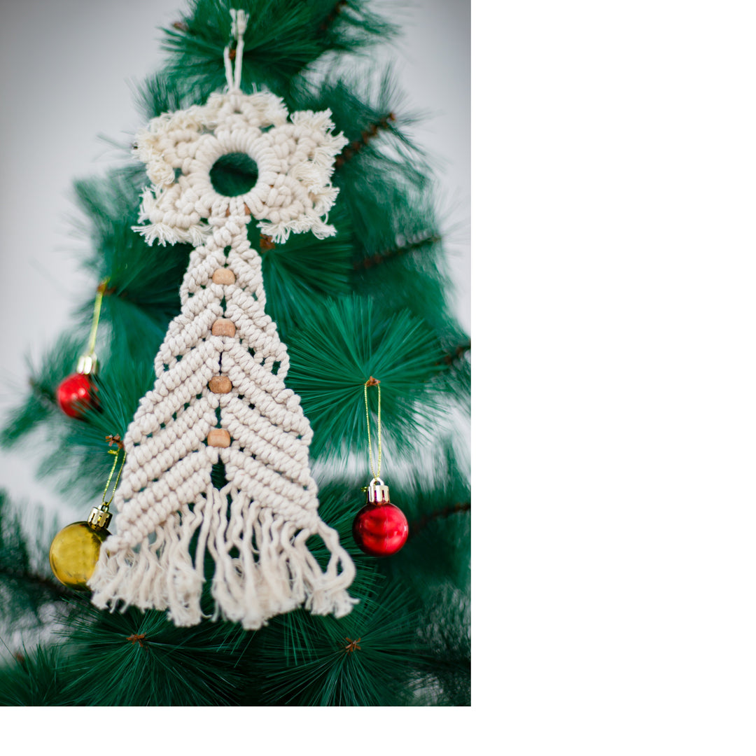 Macrame Christmas Tree Topper Star in White Deco Talk