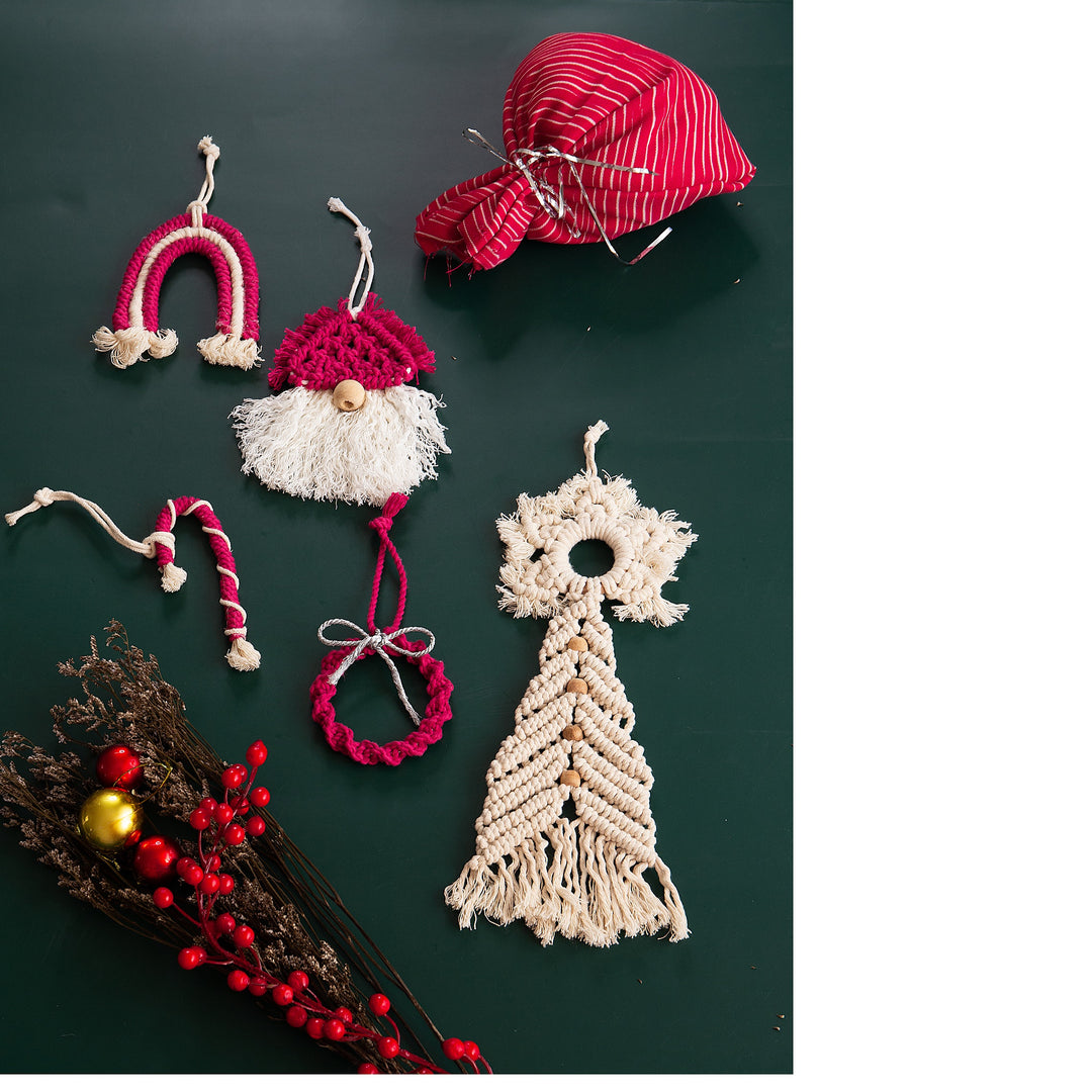 Macrame Christmas Ornaments Set of 5 Deco Talk