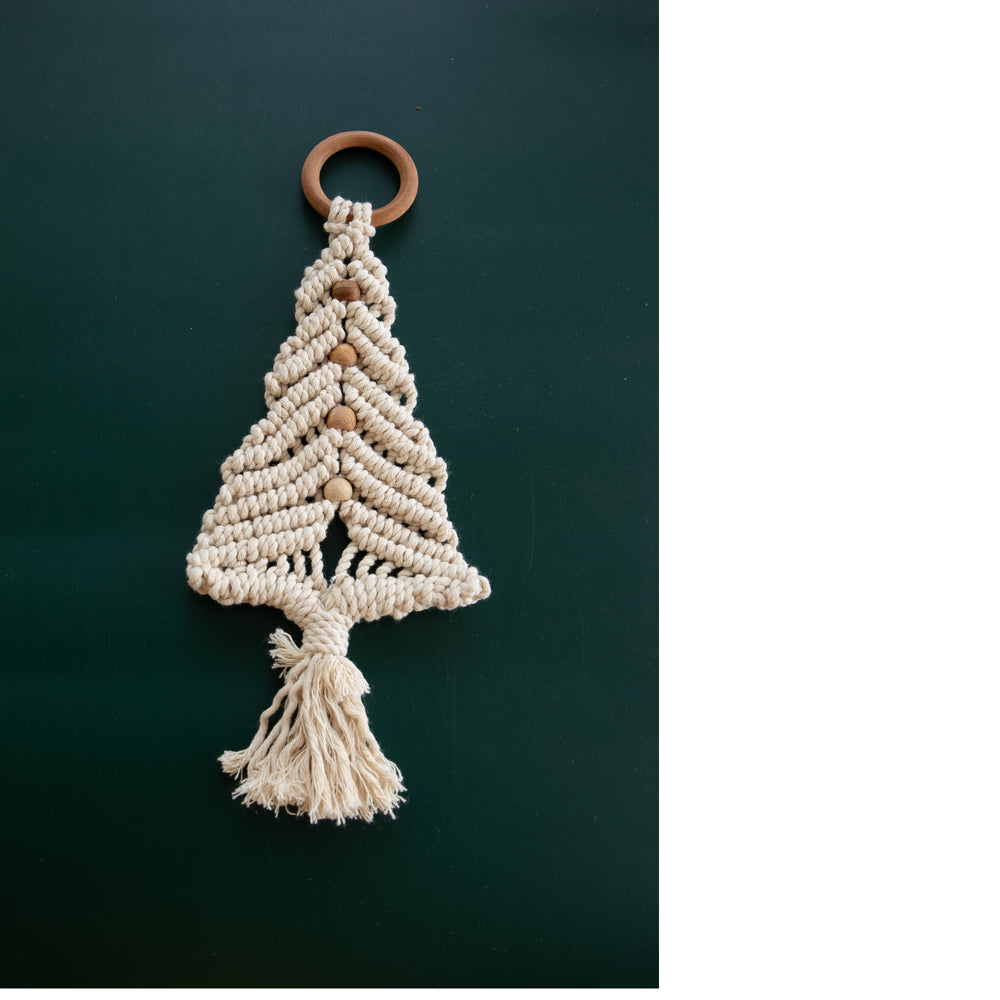 Macrame Christmas Ornaments Set of 4 in White Deco Talk