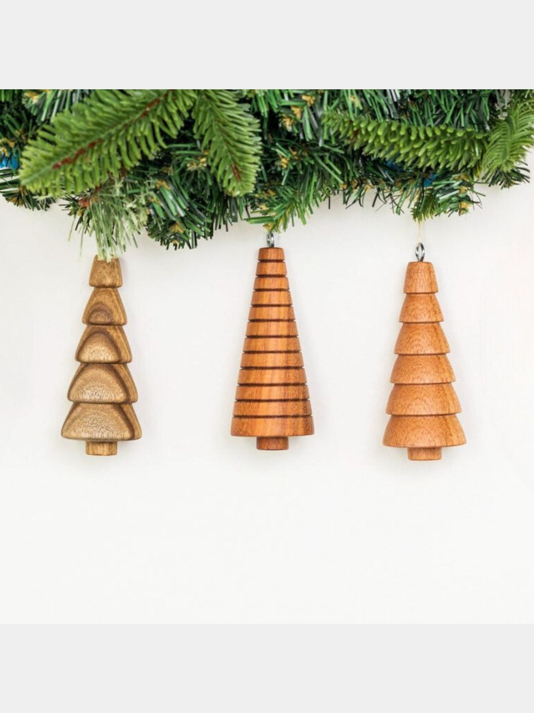 Reclaimed Wood Tree Ornaments - Set of 3 Upavim Crafts