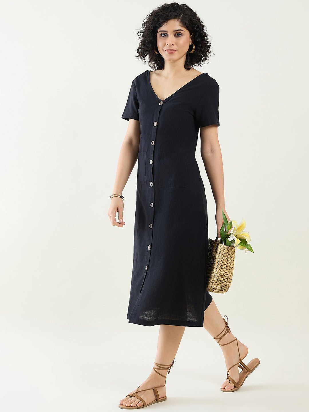 DressesA - Line Button Down Midi DressArras