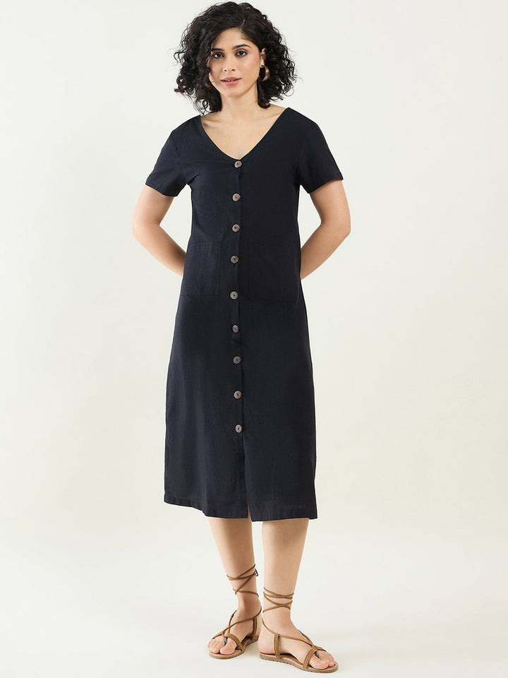 DressesA - Line Button Down Midi DressArras