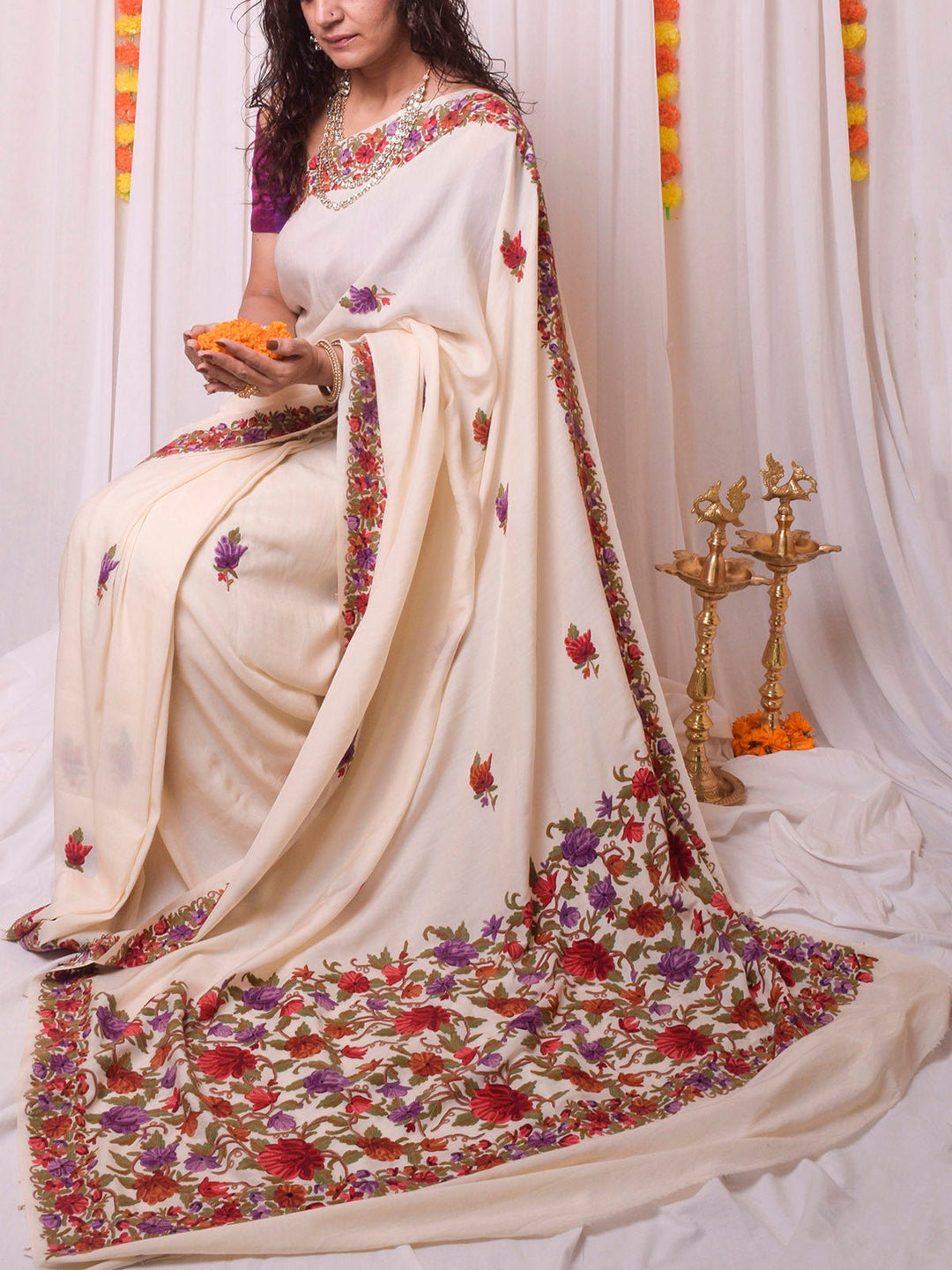 SareesAari Work Saree Off WhiteFor Sarees