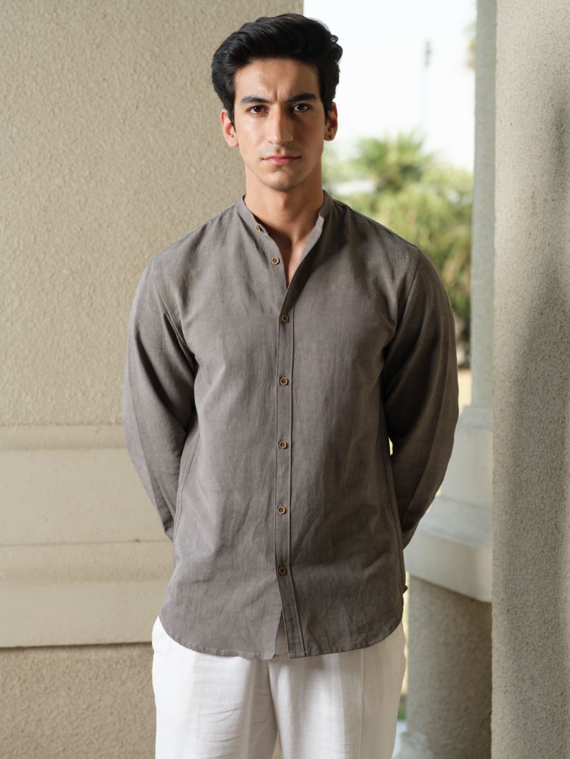 Shirts & T-shirtsAatma - Organic Grey Shirt | Full Sleeve | Sustainable FabricVasudhaa VastrramFlourish Planet