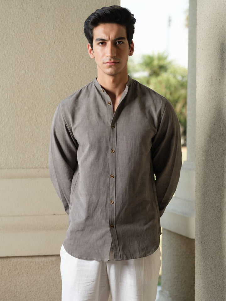 Shirts & T-shirtsAatma - Organic Grey Shirt | Full Sleeve | Sustainable FabricVasudhaa VastrramFlourish Planet