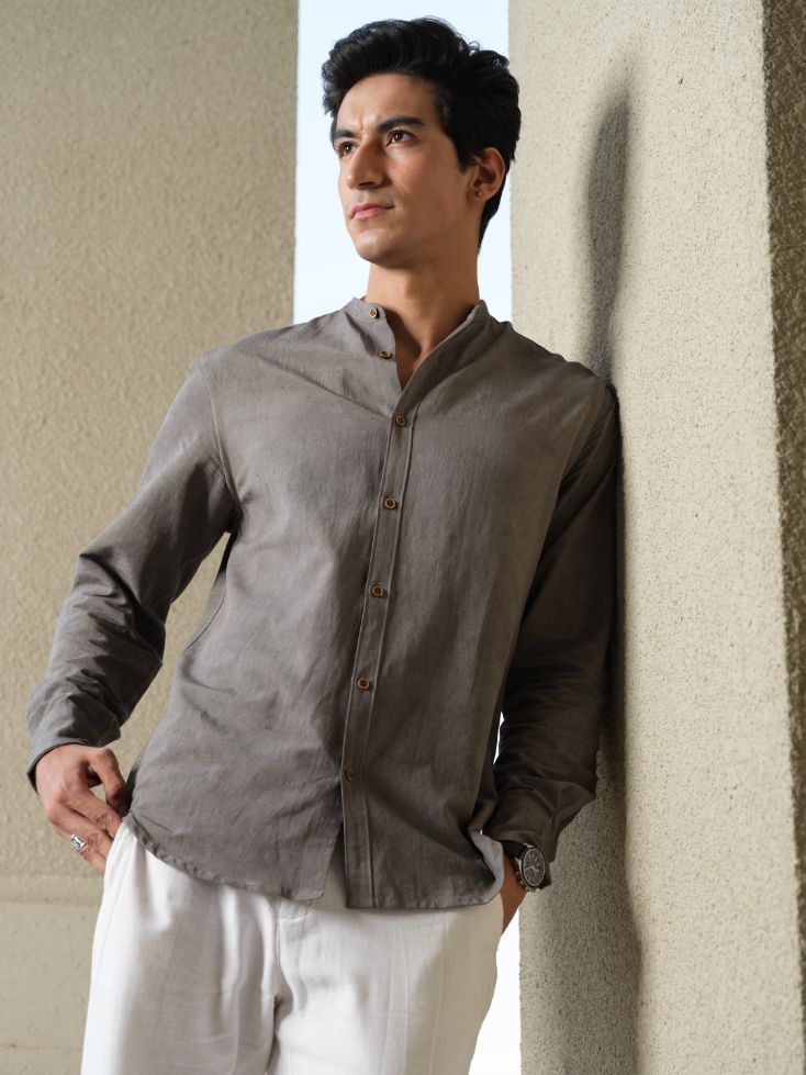 Shirts & T-shirtsAatma - Organic Grey Shirt | Full Sleeve | Sustainable FabricVasudhaa VastrramFlourish Planet