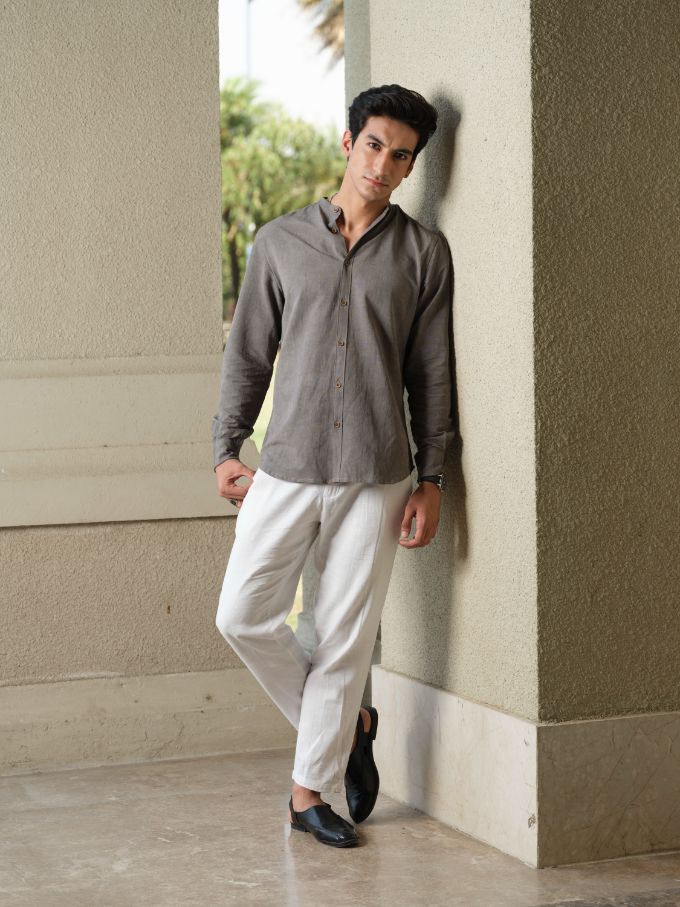 Shirts & T-shirtsAatma - Organic Grey Shirt | Full Sleeve | Sustainable FabricVasudhaa VastrramFlourish Planet