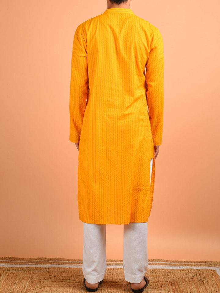 Shirts & T - shirtsAftab Kantha Weaved Men's Kurta Chrome YellowKalp