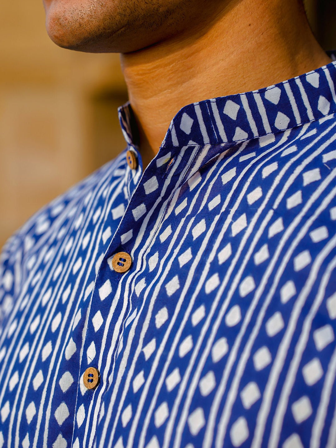 Shirts & T - shirtsArgyle Hand - Block Kurta BlueKalp