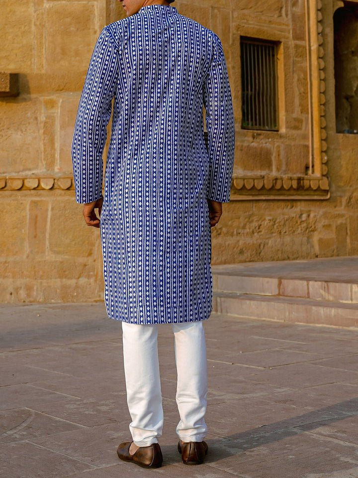 Shirts & T - shirtsArgyle Hand - Block Kurta BlueKalp